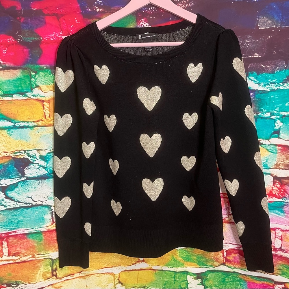 INC International Concepts Black and Gold Knit Top 0196